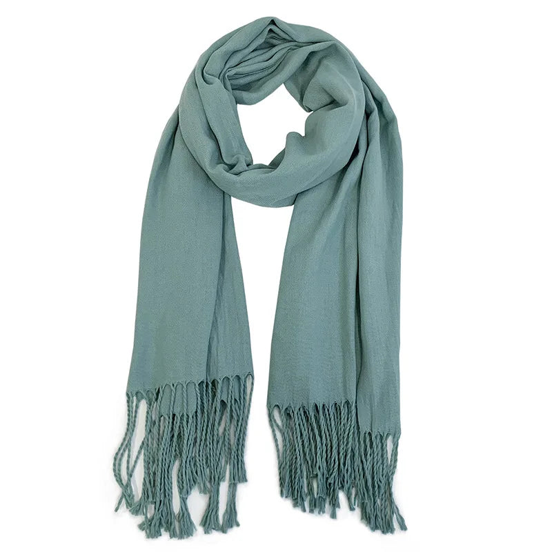 Spring and Autumn Solid Color Scarf Women Korean Fashion Cashmere Soft Winter Warm Scarves Hijab Female Long Headband Shawl Wrap