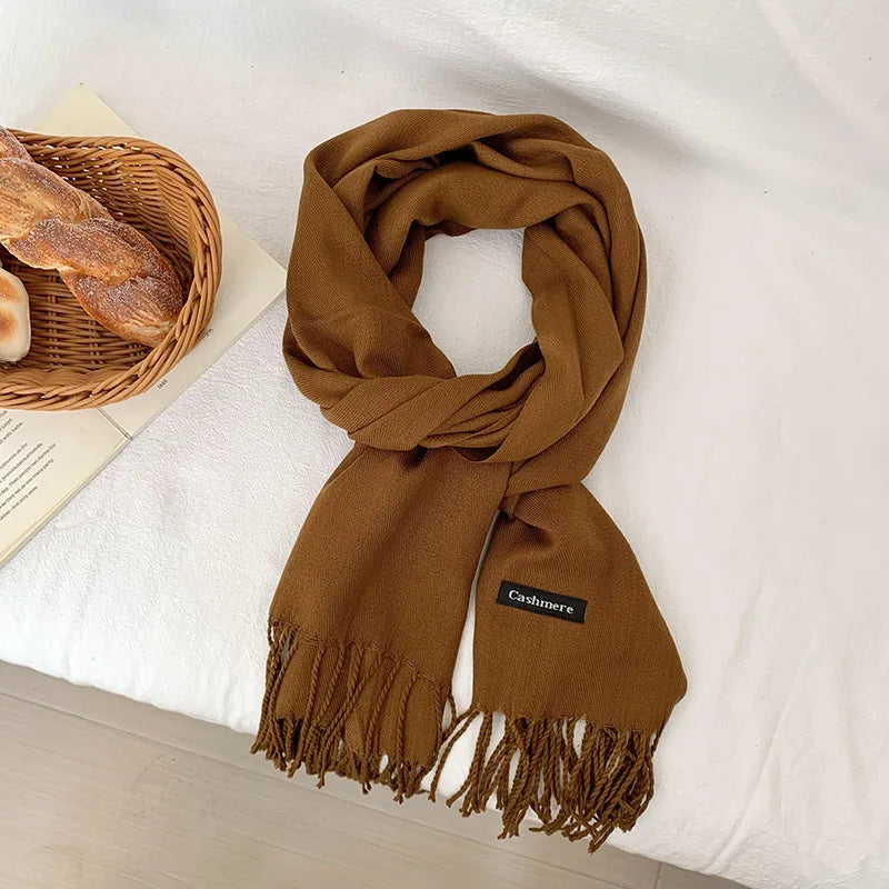Spring and Autumn Solid Color Scarf Women Korean Fashion Cashmere Soft Winter Warm Scarves Hijab Female Long Headband Shawl Wrap