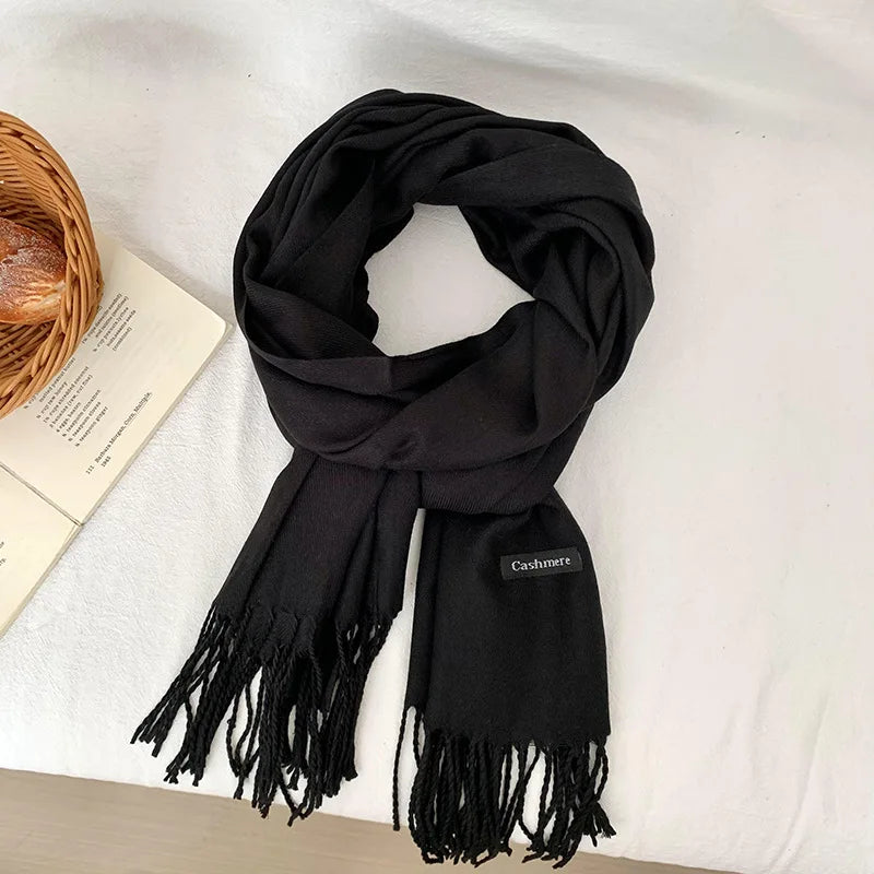 Spring and Autumn Solid Color Scarf Women Korean Fashion Cashmere Soft Winter Warm Scarves Hijab Female Long Headband Shawl Wrap