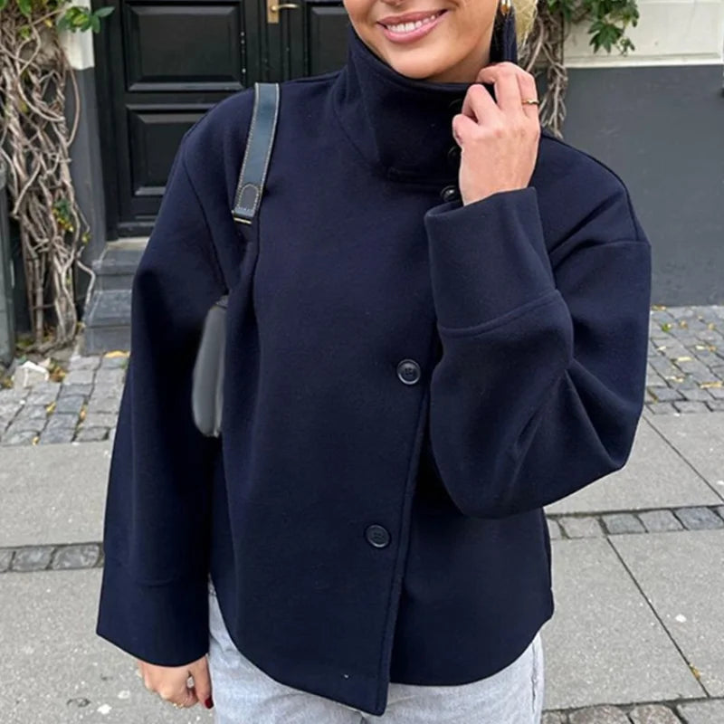 Urban Black Woolen Long Coat Women 2025 Winter Warm Jacket