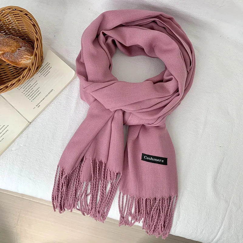 Spring and Autumn Solid Color Scarf Women Korean Fashion Cashmere Soft Winter Warm Scarves Hijab Female Long Headband Shawl Wrap