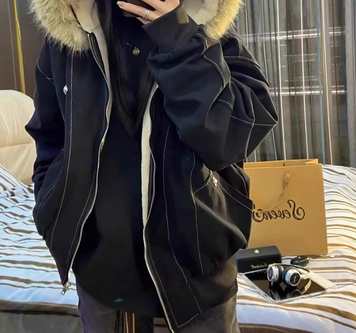 Retro Velvet Padded Jacket – Warm Winter Style