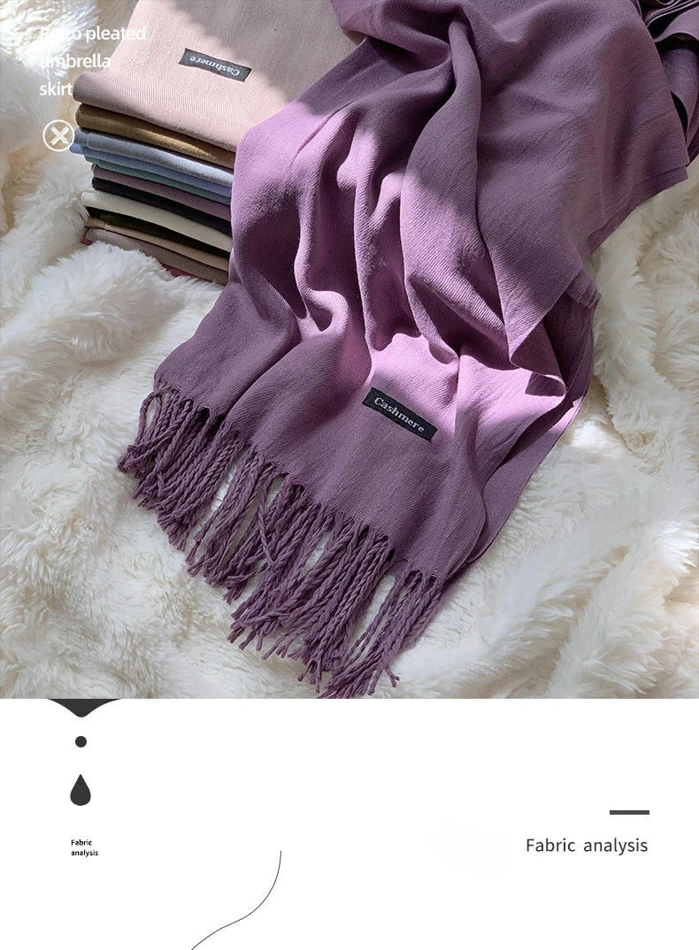 Spring and Autumn Solid Color Scarf Women Korean Fashion Cashmere Soft Winter Warm Scarves Hijab Female Long Headband Shawl Wrap