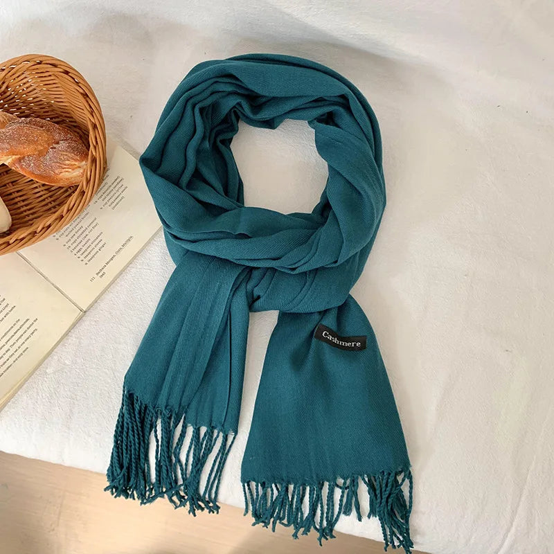 Spring and Autumn Solid Color Scarf Women Korean Fashion Cashmere Soft Winter Warm Scarves Hijab Female Long Headband Shawl Wrap