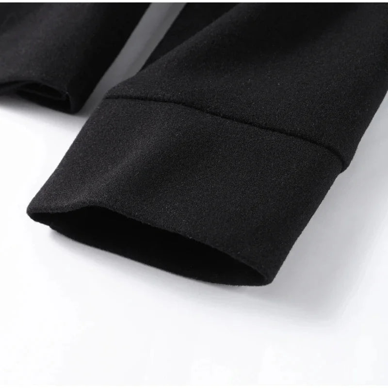 Urban Black Woolen Long Coat Women 2025 Winter Warm Jacket