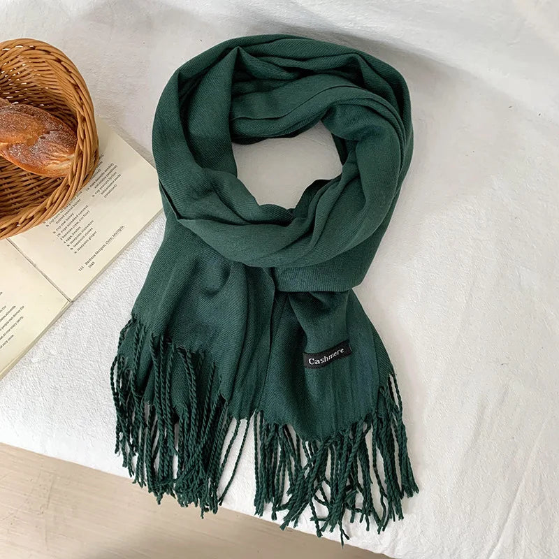 Spring and Autumn Solid Color Scarf Women Korean Fashion Cashmere Soft Winter Warm Scarves Hijab Female Long Headband Shawl Wrap