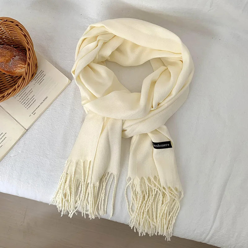 Spring and Autumn Solid Color Scarf Women Korean Fashion Cashmere Soft Winter Warm Scarves Hijab Female Long Headband Shawl Wrap