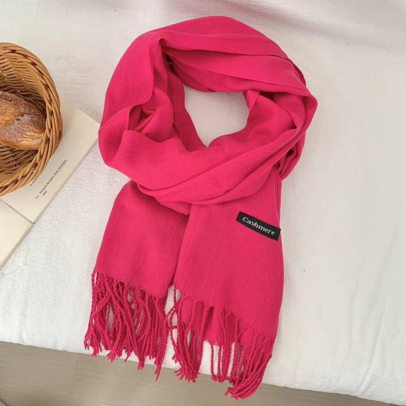 Spring and Autumn Solid Color Scarf Women Korean Fashion Cashmere Soft Winter Warm Scarves Hijab Female Long Headband Shawl Wrap