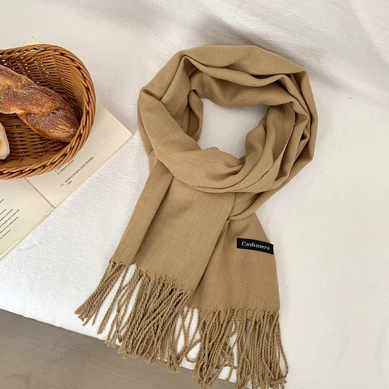 Spring and Autumn Solid Color Scarf Women Korean Fashion Cashmere Soft Winter Warm Scarves Hijab Female Long Headband Shawl Wrap
