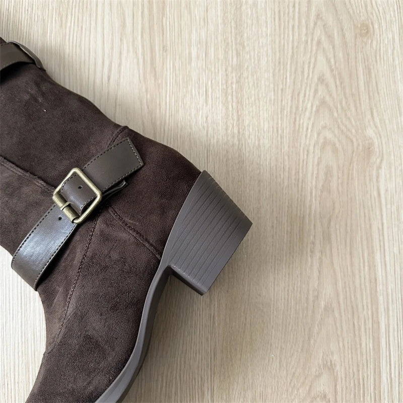 Women’s Belt Buckle High Boots – Party & Vintage Look