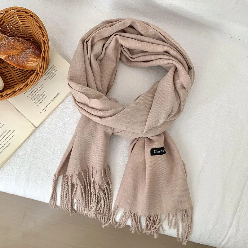 Spring and Autumn Solid Color Scarf Women Korean Fashion Cashmere Soft Winter Warm Scarves Hijab Female Long Headband Shawl Wrap