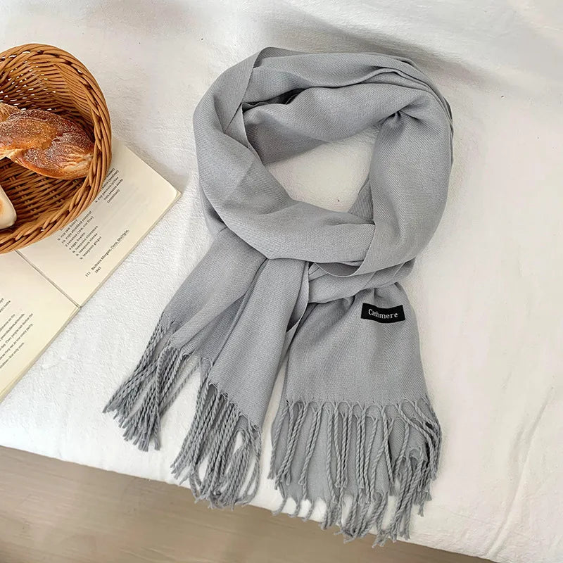 Spring and Autumn Solid Color Scarf Women Korean Fashion Cashmere Soft Winter Warm Scarves Hijab Female Long Headband Shawl Wrap