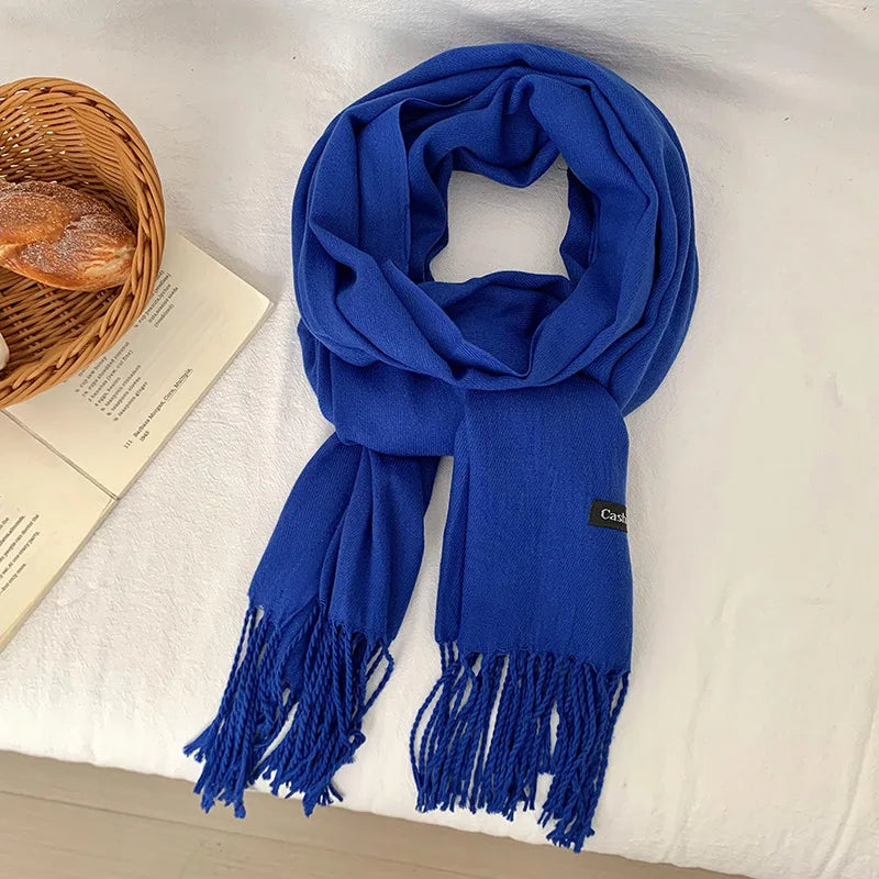 Spring and Autumn Solid Color Scarf Women Korean Fashion Cashmere Soft Winter Warm Scarves Hijab Female Long Headband Shawl Wrap