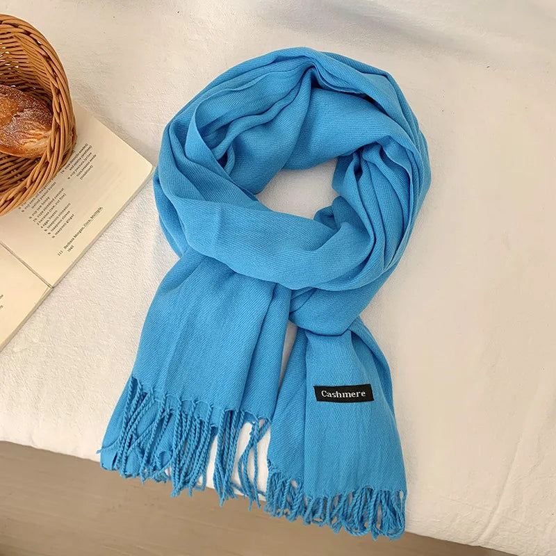Spring and Autumn Solid Color Scarf Women Korean Fashion Cashmere Soft Winter Warm Scarves Hijab Female Long Headband Shawl Wrap