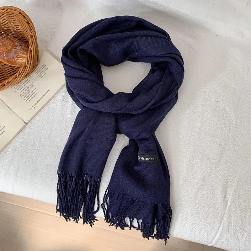Spring and Autumn Solid Color Scarf Women Korean Fashion Cashmere Soft Winter Warm Scarves Hijab Female Long Headband Shawl Wrap