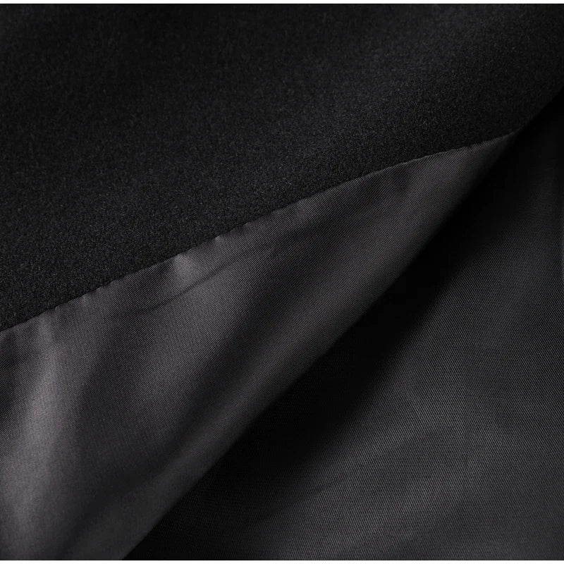 Urban Black Woolen Long Coat Women 2025 Winter Warm Jacket