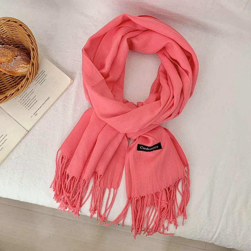 Spring and Autumn Solid Color Scarf Women Korean Fashion Cashmere Soft Winter Warm Scarves Hijab Female Long Headband Shawl Wrap