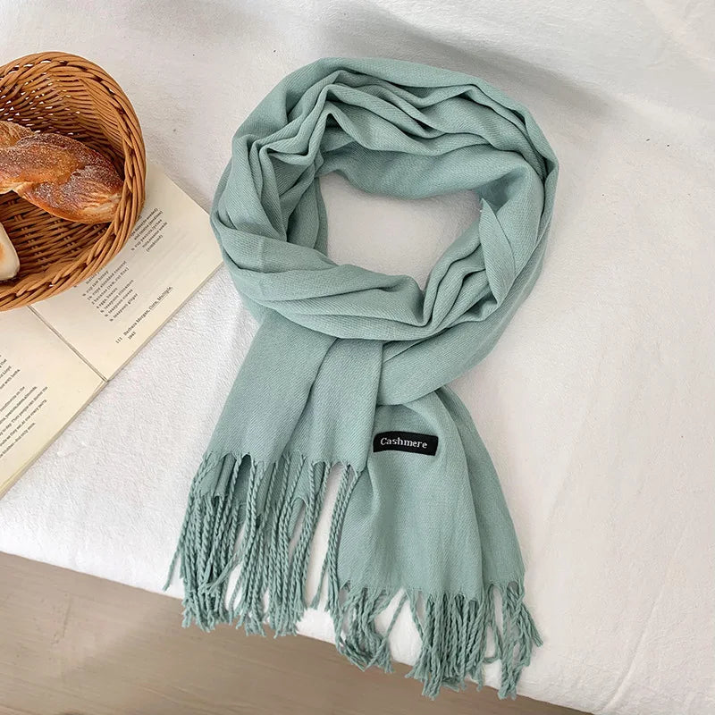 Spring and Autumn Solid Color Scarf Women Korean Fashion Cashmere Soft Winter Warm Scarves Hijab Female Long Headband Shawl Wrap