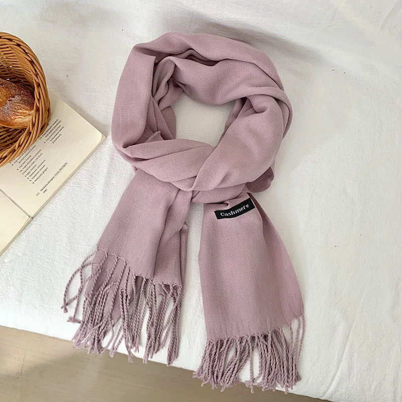 Spring and Autumn Solid Color Scarf Women Korean Fashion Cashmere Soft Winter Warm Scarves Hijab Female Long Headband Shawl Wrap