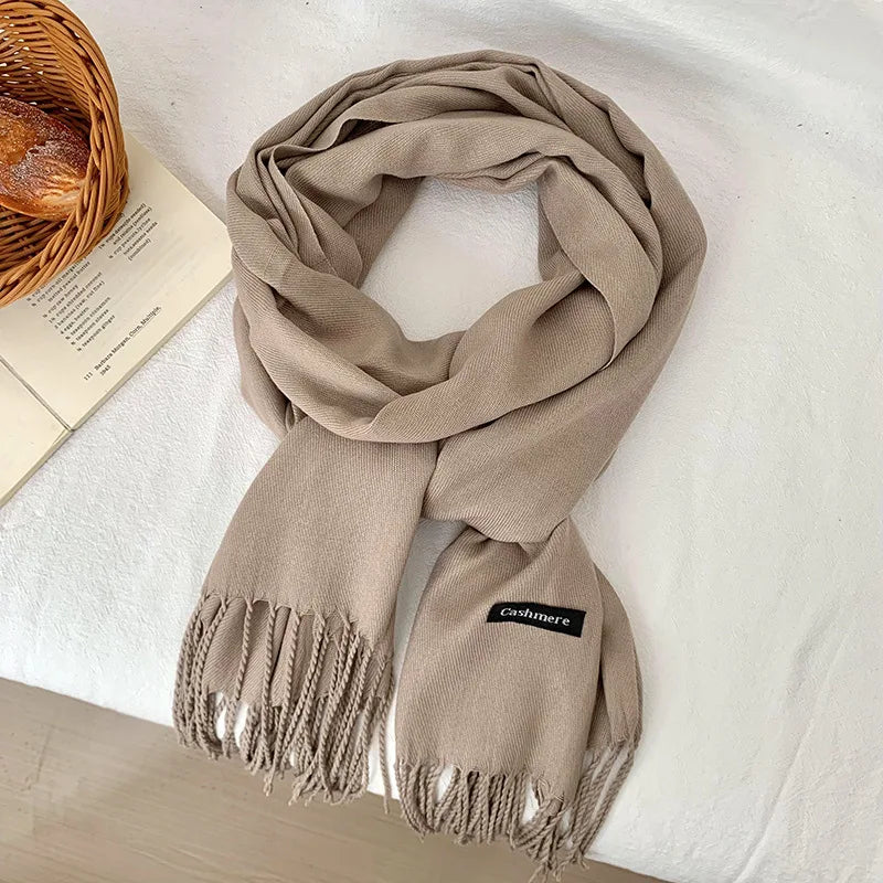 Spring and Autumn Solid Color Scarf Women Korean Fashion Cashmere Soft Winter Warm Scarves Hijab Female Long Headband Shawl Wrap