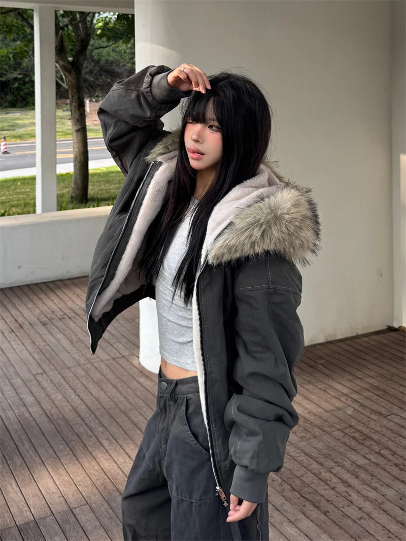 Retro Velvet Padded Jacket – Warm Winter Style