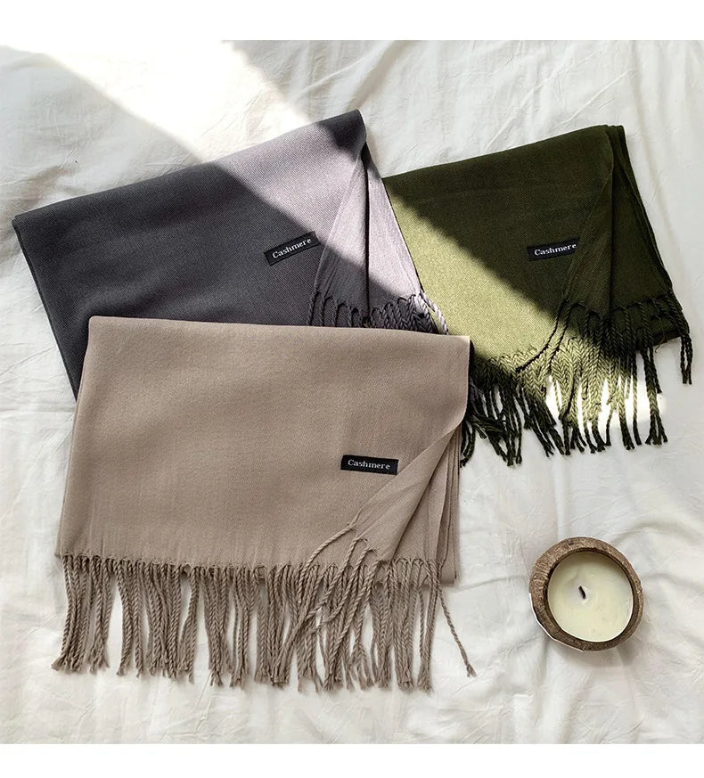 Spring and Autumn Solid Color Scarf Women Korean Fashion Cashmere Soft Winter Warm Scarves Hijab Female Long Headband Shawl Wrap