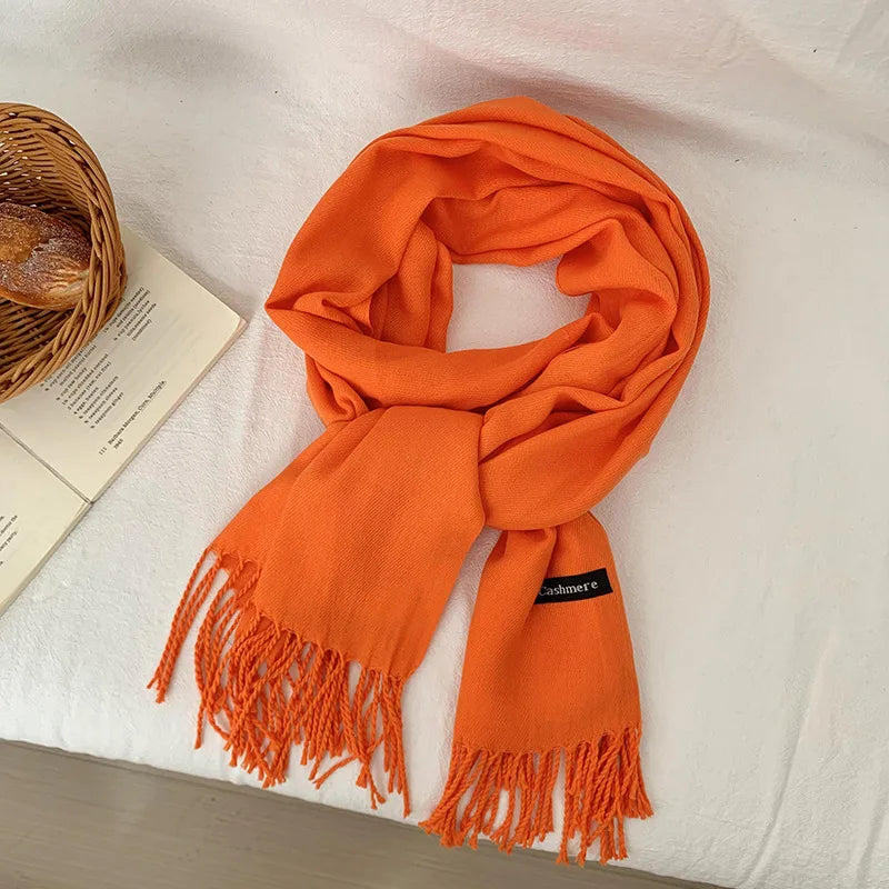 Spring and Autumn Solid Color Scarf Women Korean Fashion Cashmere Soft Winter Warm Scarves Hijab Female Long Headband Shawl Wrap
