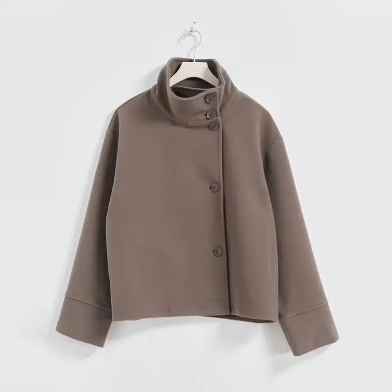 Urban Black Woolen Long Coat Women 2025 Winter Warm Jacket