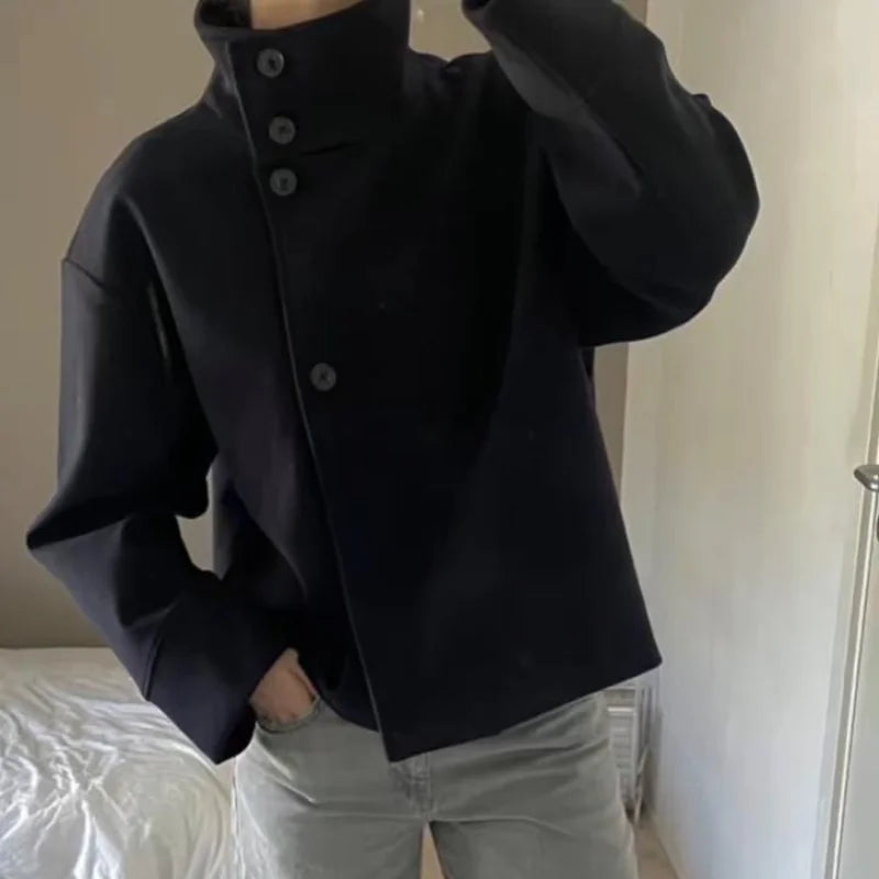 Urban Black Woolen Long Coat Women 2025 Winter Warm Jacket
