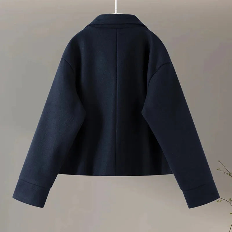 Urban Black Woolen Long Coat Women 2025 Winter Warm Jacket