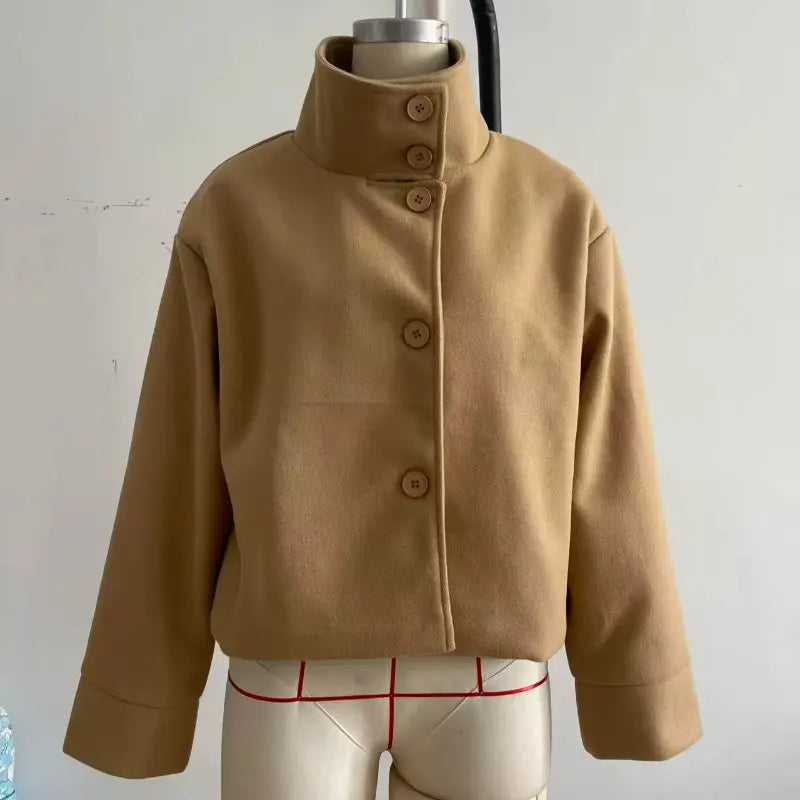Urban Black Woolen Long Coat Women 2025 Winter Warm Jacket