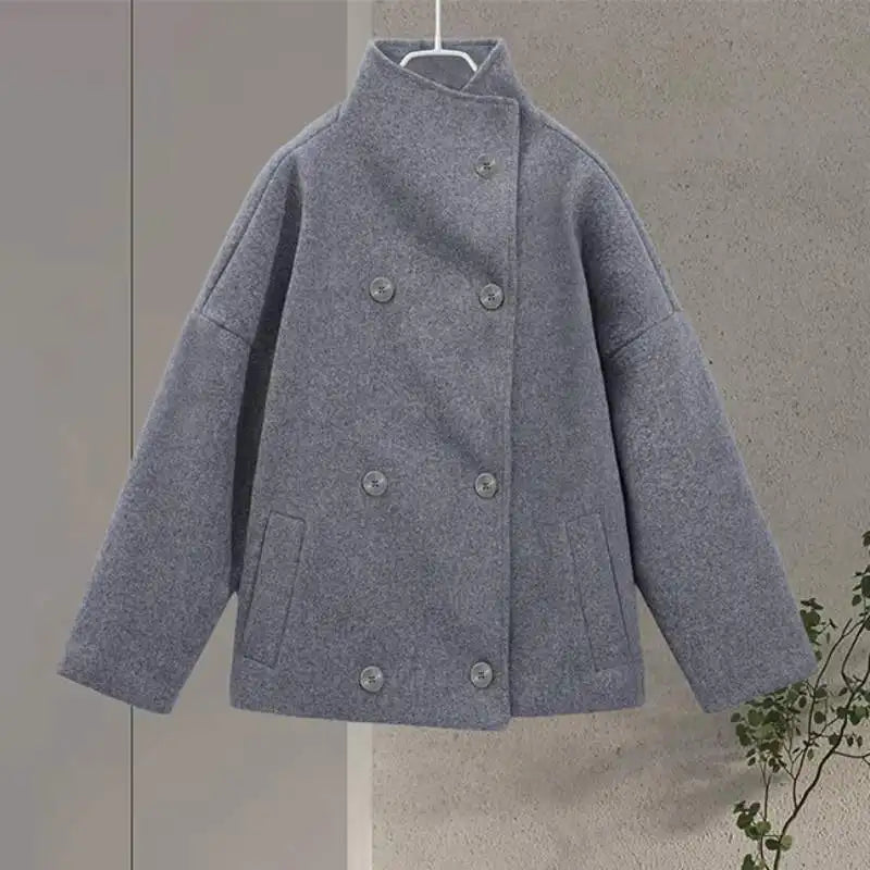 Urban Black Woolen Long Coat Women 2025 Winter Warm Jacket