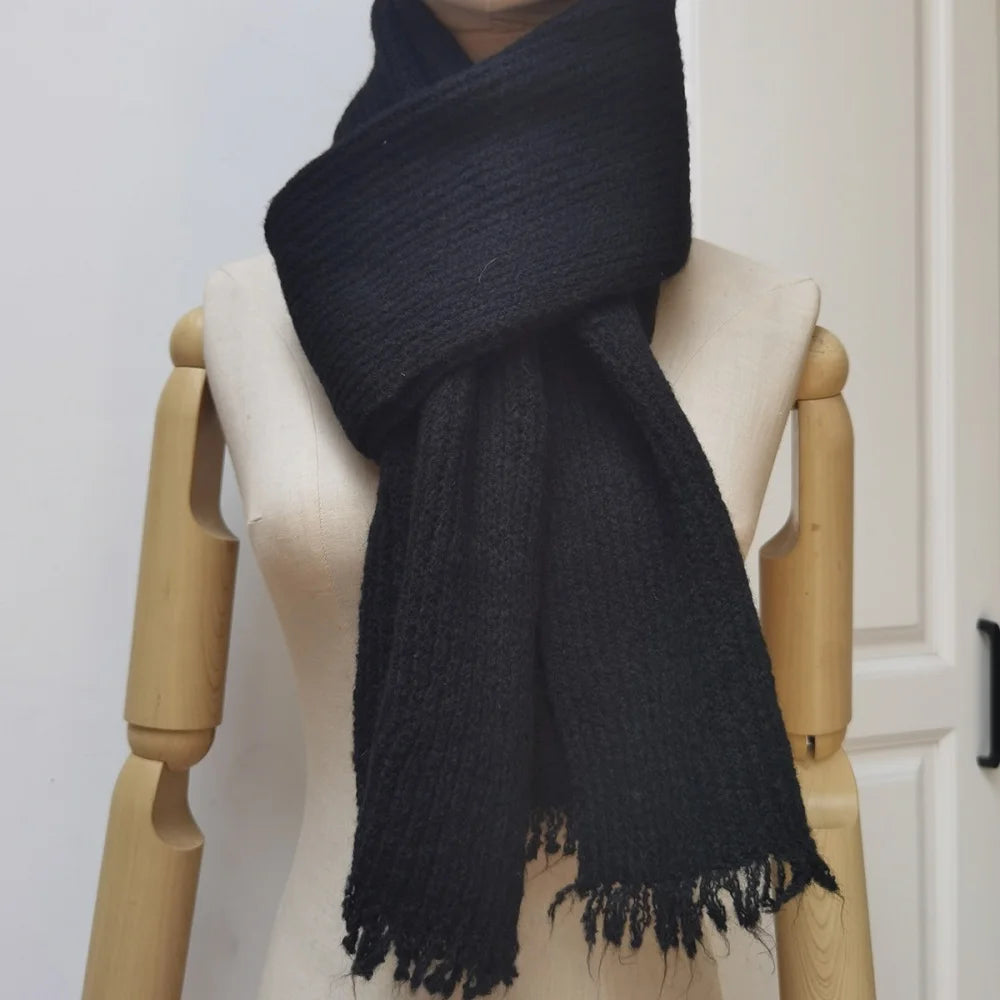 Scarf Women's Winter Cashmere Double-sided Versatile Student Couple Knitted Warm Vintage Scarf 2025 Alpaca Wool Scarf for Warmth